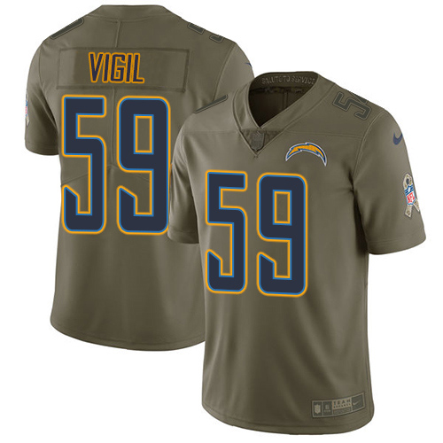 Nike Los Angeles Chargers #59 Nick Vigil Olive Youth Stitched NFL Limited 2017 Salute To Service Jersey