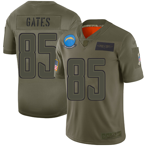 Nike Los Angeles Chargers #85 Antonio Gates Camo Youth Stitched NFL Limited 2019 Salute to Service Jersey