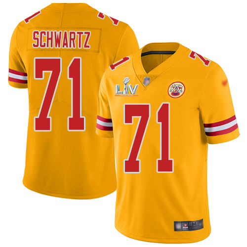 Nike Kansas City Chiefs #71 Mitchell Schwartz Gold Youth Super Bowl LV Bound Stitched NFL Limited Inverted Legend Jersey