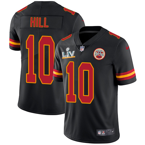 Nike Kansas City Chiefs #10 Tyreek Hill Black Youth Super Bowl LV Bound Stitched NFL Limited Rush Jersey