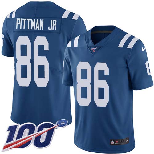 Nike Indianapolis Colts No86 Michael Pittman Jr. Royal Blue Team Color Men's Stitched NFL 100th Season Vapor Untouchable Limited Jersey