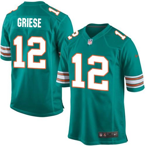 Nike Miami Dolphins #12 Bob Griese Aqua Green Alternate Youth Stitched NFL Elite Jersey