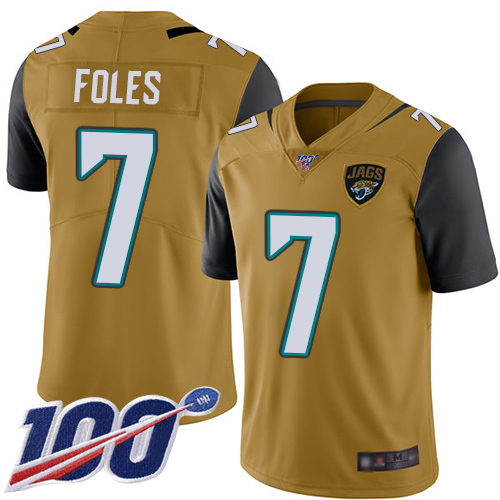 Nike Jacksonville Jaguars #7 Nick Foles Gold Youth Stitched NFL Limited Rush 100th Season Jersey