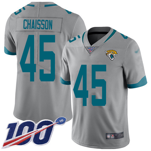 Nike Jacksonville Jaguars #45 K’Lavon Chaisson Silver Youth Stitched NFL Limited Inverted Legend 100th Season Jersey