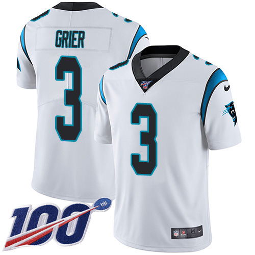 Nike Carolina Panthers #3 Will Grier White Youth Stitched NFL 100th Season Vapor Untouchable Limited Jersey