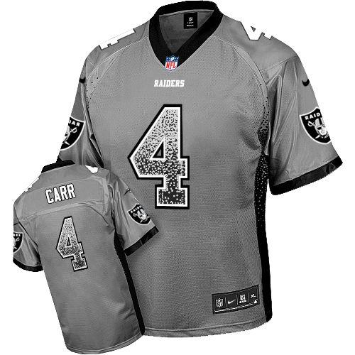 Nike Las Vegas Raiders #4 Derek Carr Grey Youth Stitched NFL Elite Drift Fashion Jersey