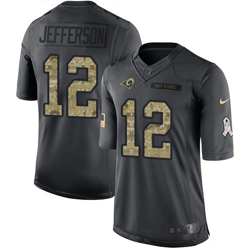 Nike Los Angeles Rams #12 Van Jefferson Black Youth Stitched NFL Limited 2016 Salute to Service Jersey