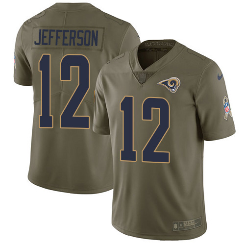 Nike Los Angeles Rams #12 Van Jefferson Olive Youth Stitched NFL Limited 2017 Salute To Service Jersey