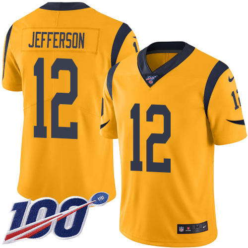 Nike Los Angeles Rams #12 Van Jefferson Gold Youth Stitched NFL Limited Rush 100th Season Jersey