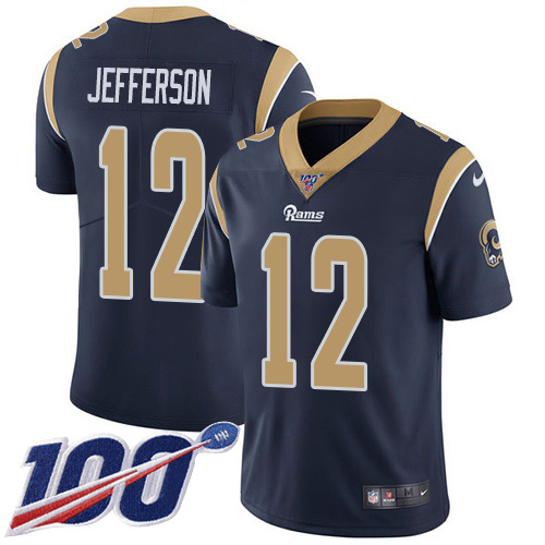 Nike Los Angeles Rams #12 Van Jefferson Navy Blue Team Color Youth Stitched NFL 100th Season Vapor Untouchable Limited Jersey