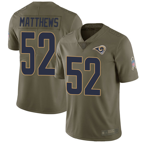 Nike Los Angeles Rams #52 Clay Matthews Olive Youth Stitched NFL Limited 2017 Salute to Service Jersey