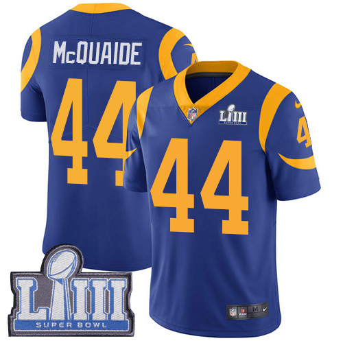 Nike Los Angeles Rams #44 Jacob McQuaide Royal Blue Alternate Super Bowl LIII Bound Youth Stitched NFL Vapor Untouchable Limited Jersey
