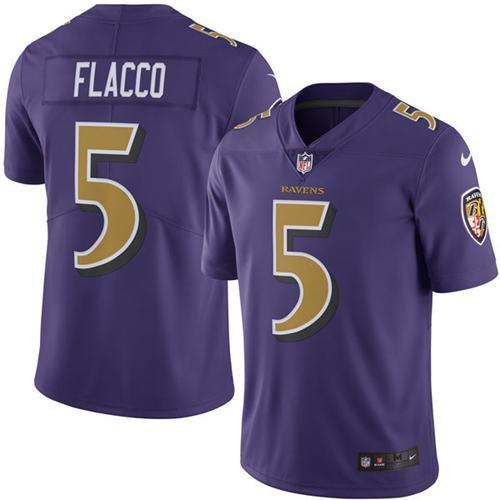 Nike Baltimore Ravens #5 Joe Flacco Purple Youth Stitched NFL Limited Rush Jersey
