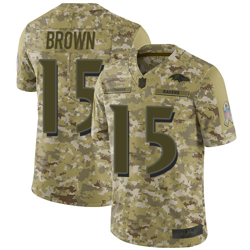 Nike Baltimore Ravens #15 Marquise Brown Camo Youth Stitched NFL Limited 2018 Salute to Service Jersey