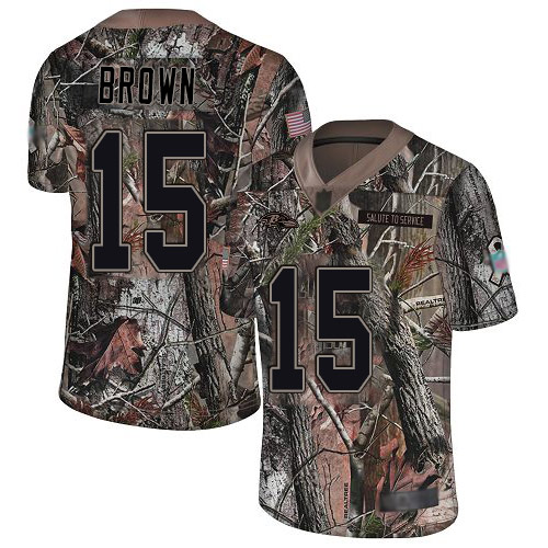 Nike Baltimore Ravens #15 Marquise Brown Camo Youth Stitched NFL Limited Rush Realtree Jersey