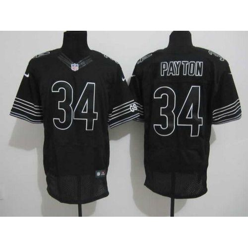 Nike Chicago Bears #34 Walter Payton Black Shadow Men’s Stitched NFL Elite Jersey