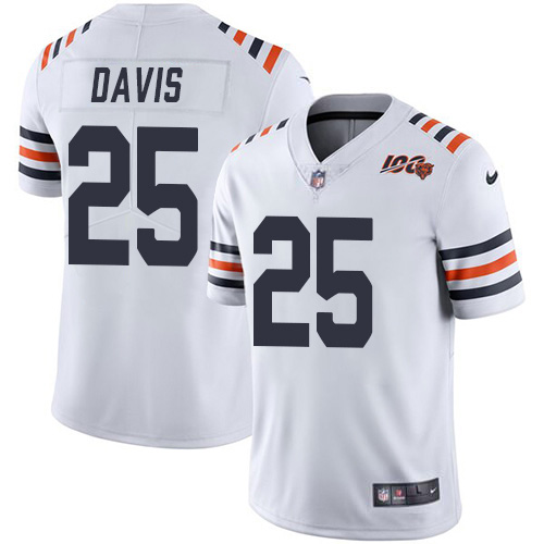 Nike Chicago Bears #25 Mike Davis White Alternate Men’s Stitched NFL Vapor Untouchable Limited 100th Season Jersey