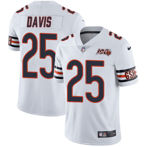 Nike Chicago Bears #25 Mike Davis White Men’s 100th Season Stitched NFL Vapor Untouchable Limited Jersey