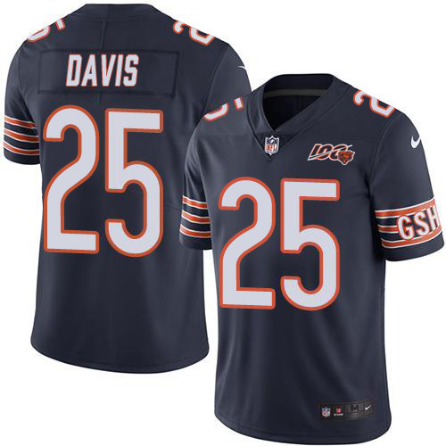 Nike Chicago Bears #25 Mike Davis Navy Blue Team Color Men’s 100th Season Stitched NFL Vapor Untouchable Limited Jersey