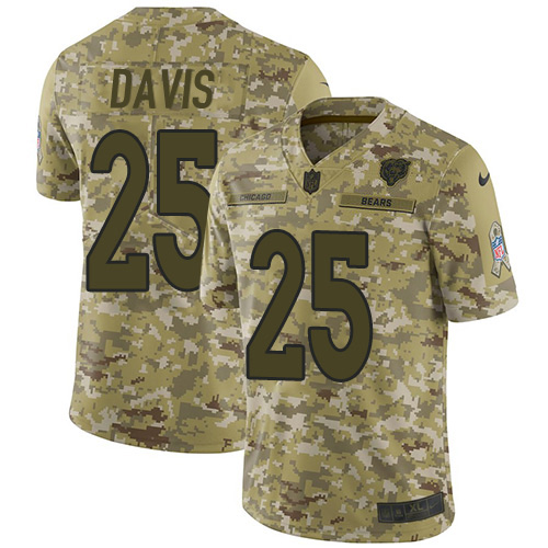 Nike Chicago Bears #25 Mike Davis Camo Men’s Stitched NFL Limited 2018 Salute To Service Jersey