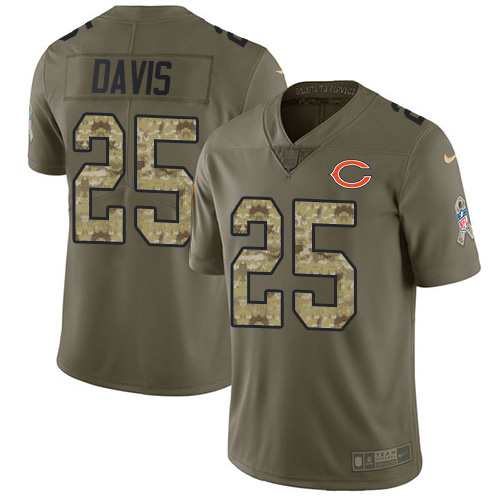 Nike Chicago Bears #25 Mike Davis Olive/Camo Men’s Stitched NFL Limited 2017 Salute To Service Jersey