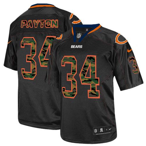 Nike Chicago Bears #34 Walter Payton Black Men’s Stitched NFL Elite Camo Fashion Jersey