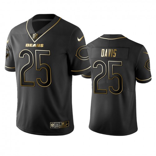 Nike Chicago Bears #25 Mike Davis Black Golden Limited Edition Stitched NFL Jersey