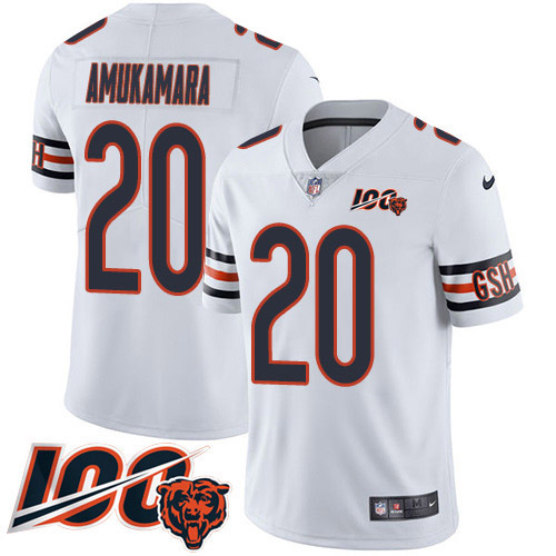 Nike Chicago Bears #20 Prince Amukamara White Men’s 100th Season Stitched NFL Vapor Untouchable Limited Jersey
