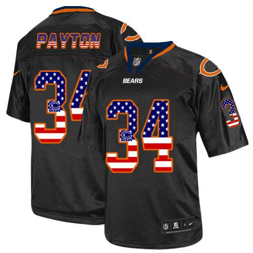 Nike Chicago Bears #34 Walter Payton Black Men’s Stitched NFL Elite USA Flag Fashion Jersey