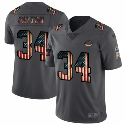 Nike Chicago Bears #34 Walter Payton 2018 Salute To Service Retro USA Flag Limited NFL Jersey