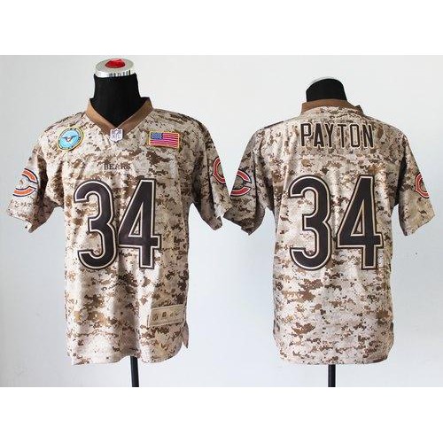 Nike Chicago Bears #34 Walter Payton Camo Men’s Stitched NFL New Elite USMC Jersey