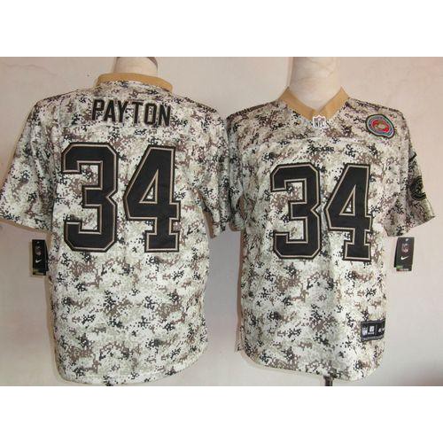 Nike Chicago Bears #34 Walter Payton Camo Men’s Stitched NFL Elite USMC Jersey