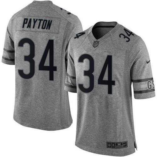 Nike Chicago Bears #34 Walter Payton Gray Men’s Stitched NFL Limited Gridiron Gray Jersey