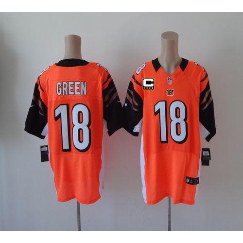 Nike Cincinnati Bengals #18 A.J. Green Orange Alternate With C Patch Men’s Stitched NFL Elite Jersey