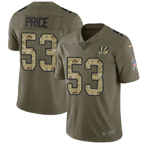 Nike Cincinnati Bengals #53 Billy Price Olive/Camo Men’s Stitched NFL Limited 2017 Salute To Service Jersey