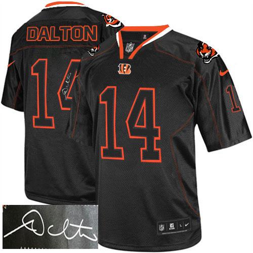 Nike Cincinnati Bengals #14 Andy Dalton Lights Out Black Men’s Stitched NFL Elite Autographed Jersey