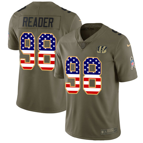 Nike Cincinnati Bengals #98 D.J. Reader Olive/USA Flag Men’s Stitched NFL Limited 2017 Salute To Service Jersey