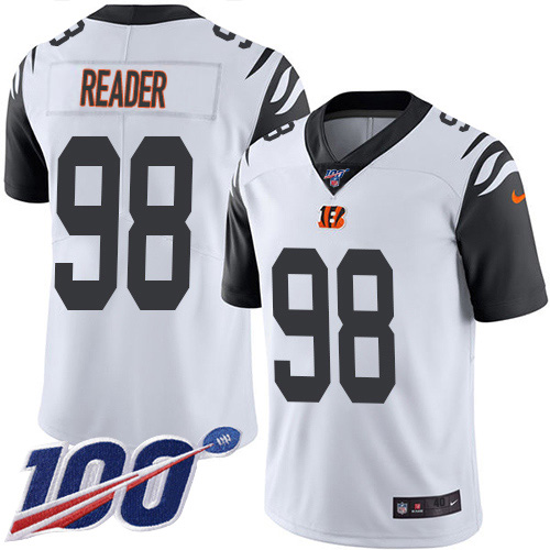 Nike Cincinnati Bengals #98 D.J. Reader White Men’s Stitched NFL Limited Rush 100th Season Jersey