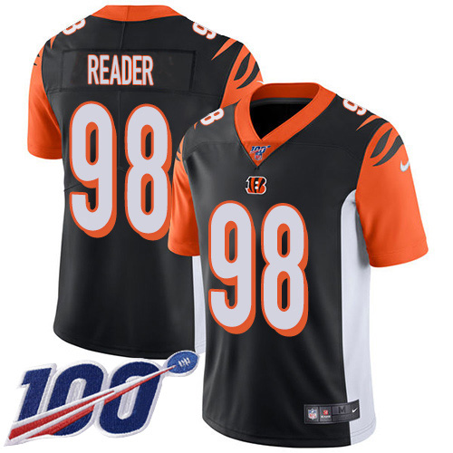 Nike Cincinnati Bengals #98 D.J. Reader Black Team Color Men’s Stitched NFL 100th Season Vapor Untouchable Limited Jersey