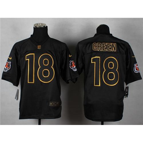 Nike Cincinnati Bengals #18 A.J. Green Black Gold No. Fashion Men’s Stitched NFL Elite Jersey