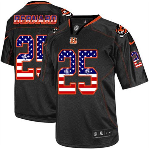 Nike Cincinnati Bengals #25 Giovani Bernard Black Men’s Stitched NFL Elite USA Flag Fashion Jersey