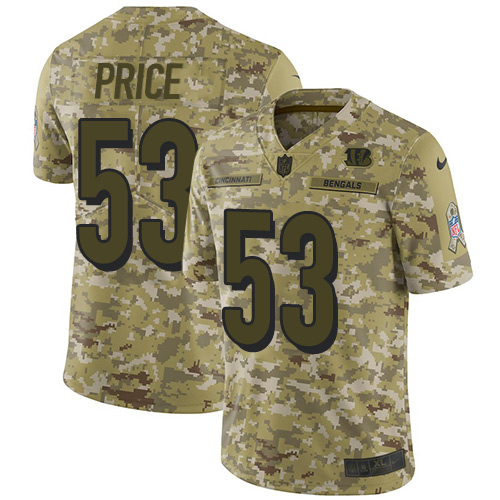 Nike Cincinnati Bengals #53 Billy Price Camo Men’s Stitched NFL Limited 2018 Salute To Service Jersey