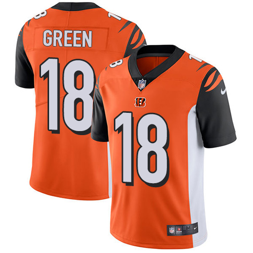 Nike Cincinnati Bengals #18 A.J. Green Orange Alternate Men’s Stitched NFL Vapor Untouchable Limited Jersey