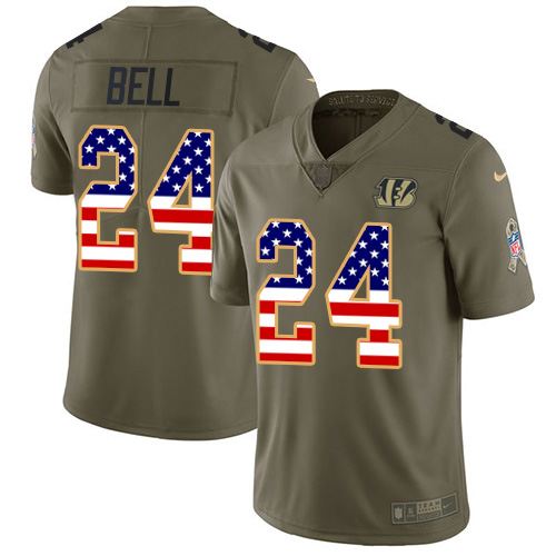 Nike Cincinnati Bengals #24 Vonn Bell Olive/USA Flag Men’s Stitched NFL Limited 2017 Salute To Service Jersey