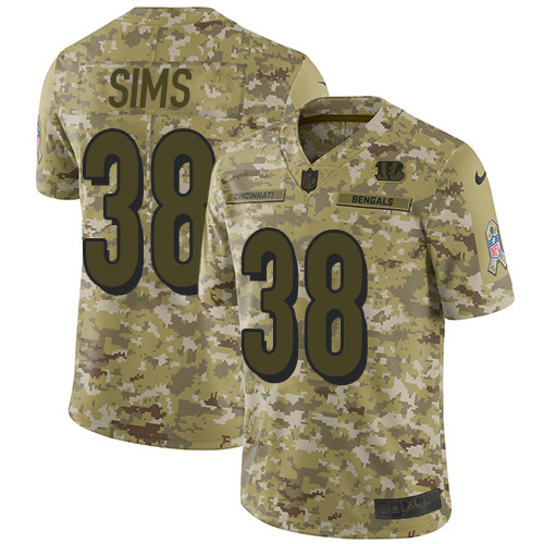 Nike Cincinnati Bengals #38 LeShaun Sims Camo Men’s Stitched NFL Limited 2018 Salute To Service Jersey