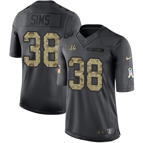 Nike Cincinnati Bengals #38 LeShaun Sims Black Men’s Stitched NFL Limited 2016 Salute to Service Jersey