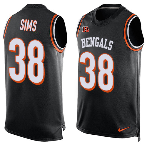 Nike Cincinnati Bengals #38 LeShaun Sims Black Team Color Men’s Stitched NFL Limited Tank Top Jersey