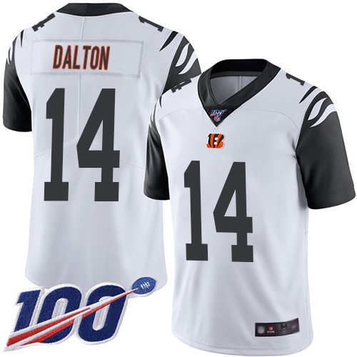 Nike Cincinnati Bengals #14 Andy Dalton White Men’s Stitched NFL Limited Rush 100th Season Jersey