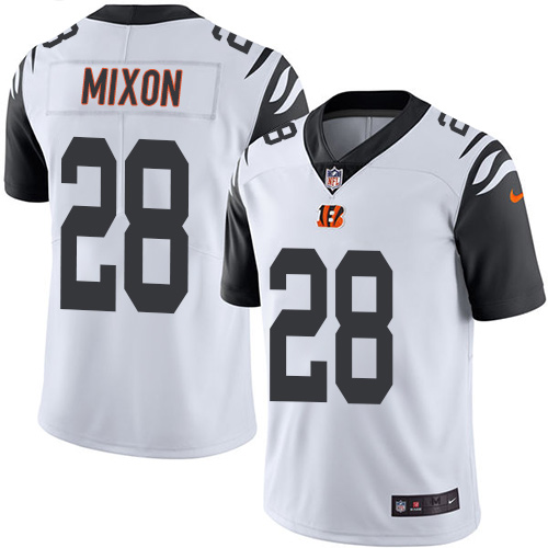 Nike Cincinnati Bengals #28 Joe Mixon White Men’s Stitched NFL Limited Rush Jersey