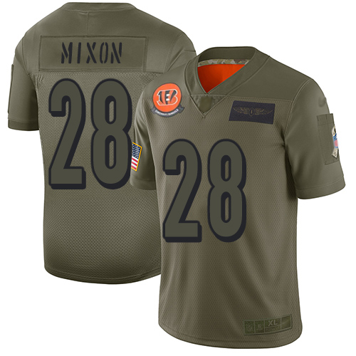 Nike Cincinnati Bengals #28 Joe Mixon Camo Men’s Stitched NFL Limited 2019 Salute To Service Jersey